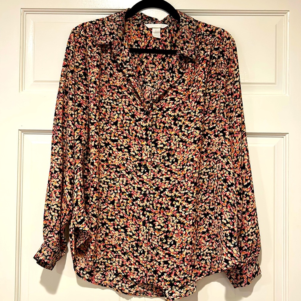 Floral HM Button Down Blouse L